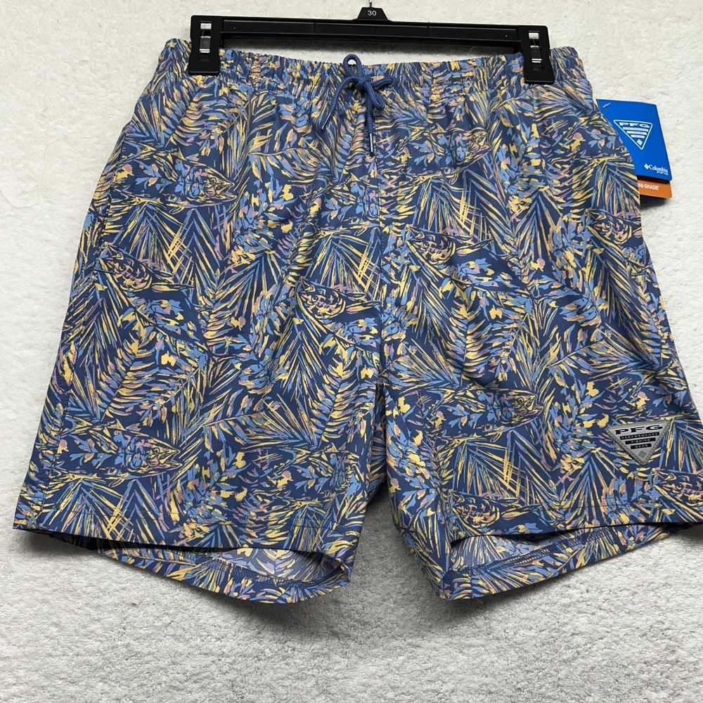 Columbia PFG Mens Size S Blue Rambler Printed Water Shorts